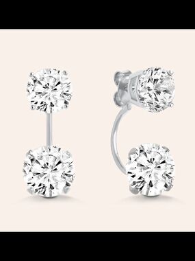 Daniela Swaebe Classic Double-Ended CZ Round Cut Earrings - Sterling Silver